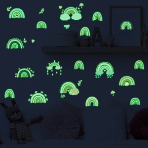 Glow-in-the-dark rainbow and clouds wall stickers for children bedroom decoration