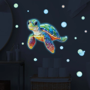 Cartoon Turtle Glow In The Dark Wall Sticker Luminous Sea Turtle PVC Decal For Kids Room Bedroom Bathroom Home Decoration