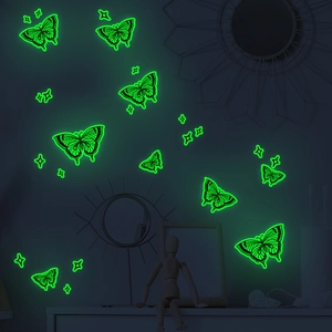 Luminous Butterfly Wall Stickers Glow In The Dark Fluorescent Green PVC Decals For Kids Bedroom Living Room Stairs Decor