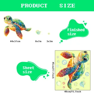 Detailed size specifications for cartoon turtle and bubble luminous wall stickers