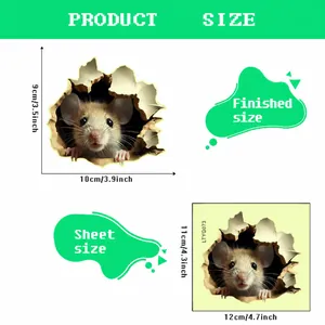 Luminous 3D cartoon mouse hole wall sticker with 10x9cm finished size for room decor