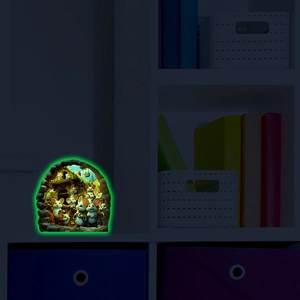 Luminous 3D cartoon mouse hole wall sticker with green fluorescent glow for home decor