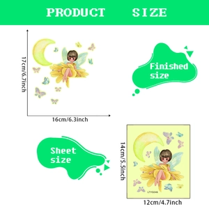 Luminous fairy and butterfly moon wall stickers for glowing children's room decoration