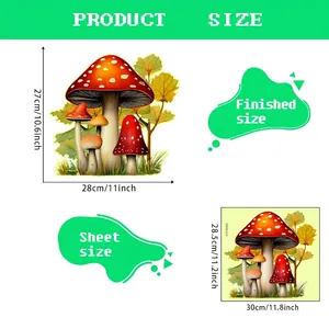 Luminous cartoon red mushroom wall stickers product size chart and sheet dimensions