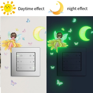 Luminous fairy butterfly and moon wall stickers with day and night glowing effects