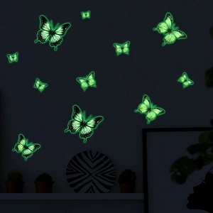 Luminous PVC butterfly wall stickers glowing in the dark for home bedroom decor