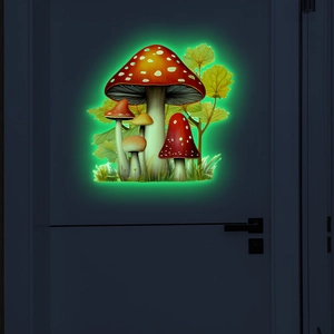 Luminous red mushroom wall stickers glowing in dark for bedroom and kids room decor