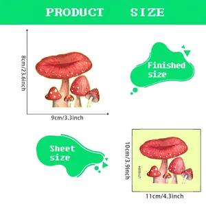 Glow-in-the-dark red mushroom wall sticker for children room decor with dimensions