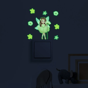 Luminous fairy wall sticker with daisy flowers for children's bedroom light switch decor