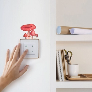 Luminous red mushroom wall stickers for light switch decoration in children's room