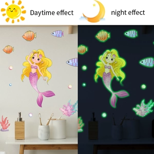 Adesivi murali sirena luminosi con effetto giorno e notte per cameretta bimbi