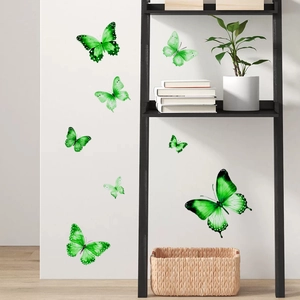 Luminous green butterfly wall stickers set for bedroom decor and magical home ambiance