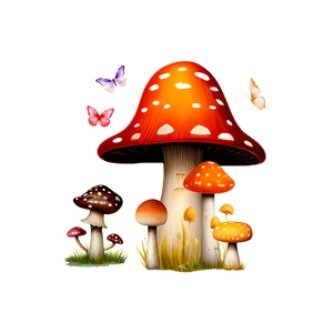 Detailed view of colorful cartoon mushroom and butterfly glow-in-the-dark wall stickers
