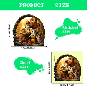 Luminous 3D mouse hole wall sticker featuring cute mice reading books for home decor