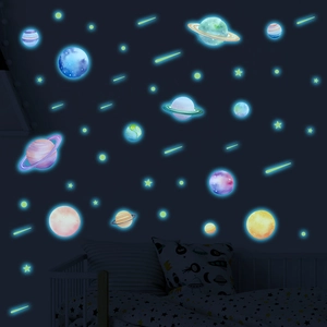 Luminous Solar System Wall Stickers Nine Planets Night Glow Space PVC Decals For Kids Bedroom Nursery Home Decoration