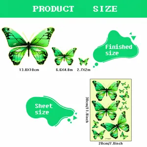 Dreamy glow-in-the-dark butterfly wall stickers in various sizes for home decor