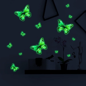 Luminous Butterfly Wall Stickers Glow In The Dark PVC Cartoon Butterfly Decal For Kids Bedroom Living Room DIY Home Decoration Mural