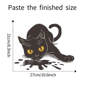 Dettaglio adesivo murale gatto nero con dimensioni 21 cm altezza e 27 cm larghezza casa