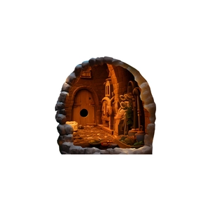 Detailed view of glow-in-the-dark mouse hole wall sticker with cozy interior light