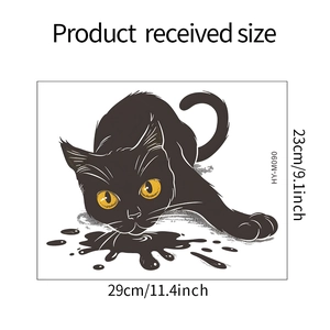 Specifiche dimensionali per adesivo murale gatto nero Halloween di 29cm per 23cm