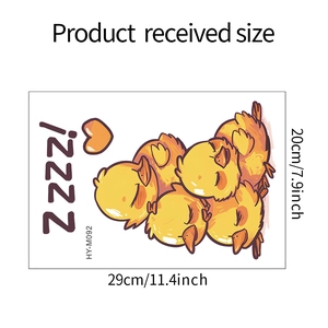 Detailed dimensions of cartoon ducks wall sticker measuring 29cm by 20cm