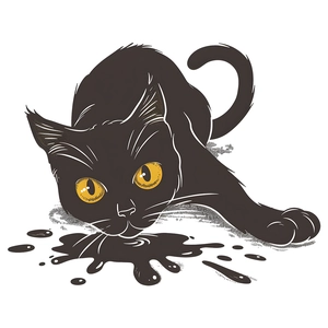 Adesivo gatto nero spaventoso per Halloween con occhi gialli e sagoma liscia decorativa