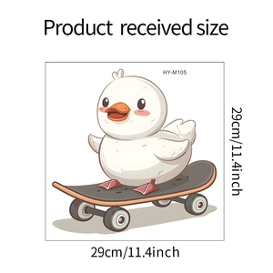 Sticker mural canard sur skateboard, décalcomanie PVC auto-adhésive, 29x29cm (11,4 inch)