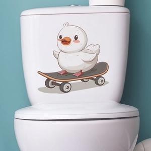 Autocollant canard mignon sur skateboard pour chambre d'enfant et décor de toilettes