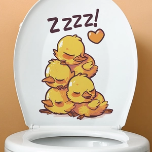Cartoon sleeping duck stack self-adhesive PVC toilet seat wall sticker decor