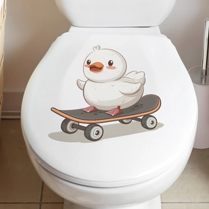 Autocollant de toilette motif canard sur skateboard imperméable adhésif pour maison