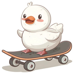 Sticker mural canard de dessin animé sur skateboard pour décoration chambre d'enfant