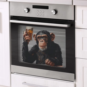 Funny ape with beer glass self-adhesive sticker for oven glass door and kitchen decoration