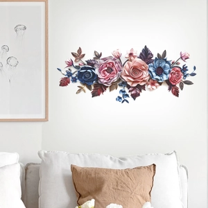 3D Visual Effect Floral Wall Sticker Removable PVC Self Adhesive Flower Decal Modern Home Decoration For Living Room Bedroom