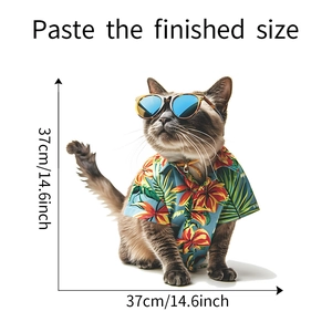 Detail of adhesive cat wall sticker with dimensions showing the 37cm finished size