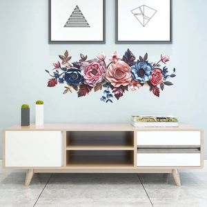 3D realistic floral wall stickers featuring colorful embossed roses for home living room decor