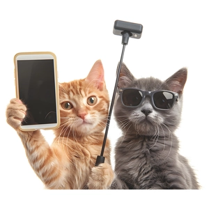 Kreative lustige Katzen-Selfie Wandaufkleber mit orangefarbenen und grauen Katzen