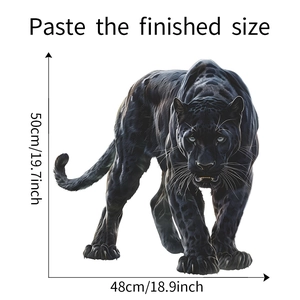 Black panther wall sticker showing finished installation size of 50cm by 48cm