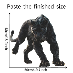 Detail showing 3D black panther wall sticker dimensions of 48cm by 50cm for home decor