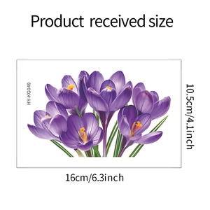 Detail of purple crocus flower wall sticker with dimensions 16cm x 10.5cm and product code