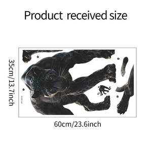 Detailed sheet showing black panther wall sticker parts with dimensions 35cm x 60cm