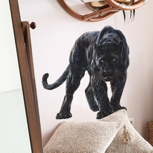 Self-adhesive black panther wall sticker for modern home and bedroom decor