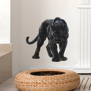 Realistic black panther wall decal detail showing clear muscle texture and intense gaze