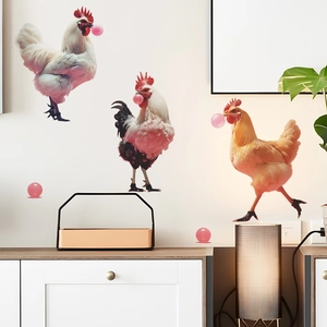 Funny Rooster Bubble Gum Wall Sticker Removable PVC Decal For Kids Bedroom Home Decor Quirky Animal High Heels Chicken