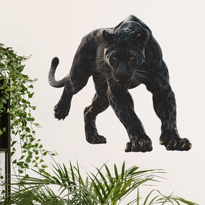 Elegant fierce black panther wall sticker with realistic muscle texture for home decor