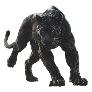 Detailed realistic black panther wall sticker with sleek muscles and glossy texture