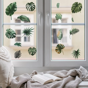 Monstera Leaves Green Plant Wall Stickers Removable PVC Self Adhesive Tropical Leaf Decals For Bedroom Living Room Home Decor