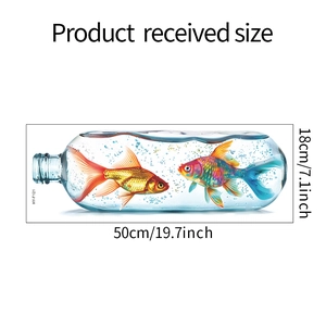 Detail view of goldfish glass bottle wall stickers with 18x50cm size dimensions