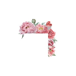 Self-adhesive pink peony floral wall stickers for bedroom and hallway home decoration