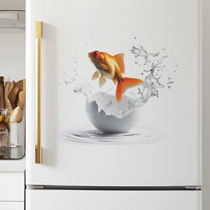 Sticker mural créatif poisson rouge 3D pour chambre d'enfant et décoration maison