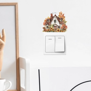 Sunflower and cottage light switch sticker for cozy kids room home wall decoration